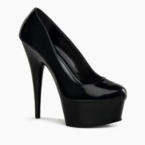 Pleaser Delight-685 Stiletto Pump Platform Heels Black Sz 7